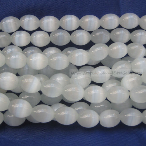 cat eye white rice beads 11x14mm 2mm hole