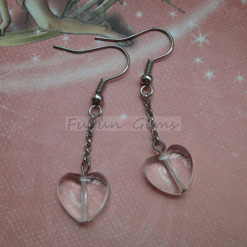 clear quartz crystal heart earring