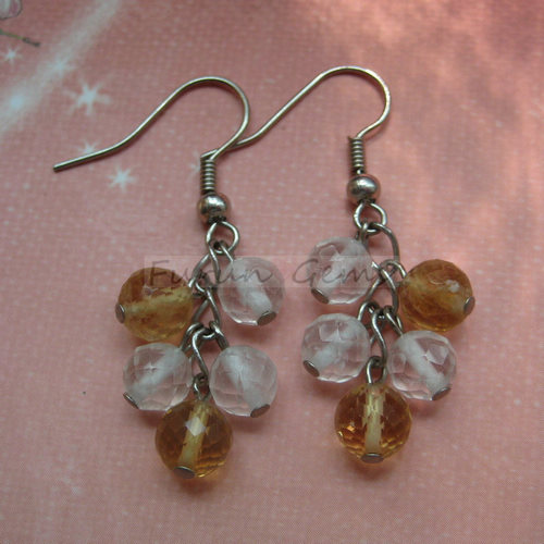 crystal,citrine 6mm faceted round beads earring