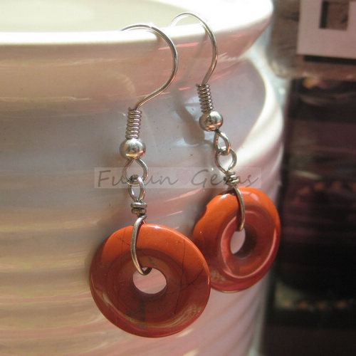 africa red jasper 15mm donut earring