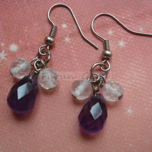 amethyst faceted drop earring