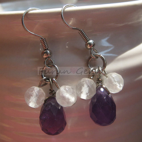 amethyst faceted drop earring