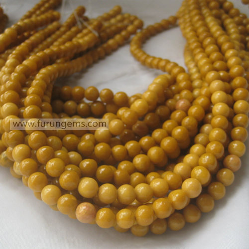 Jasper dark yellow jade round beads 7mm