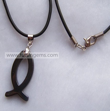 hematite fish necklace
