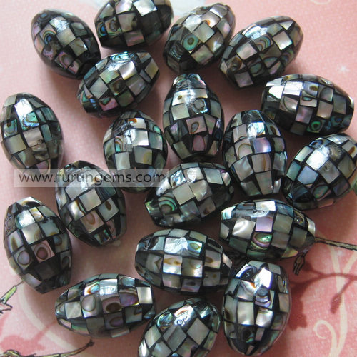 alone shell mosaic barrel beads 13x18mm