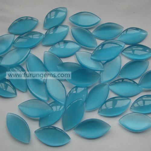 cat eye Marquise cab 20x10mm blue colour