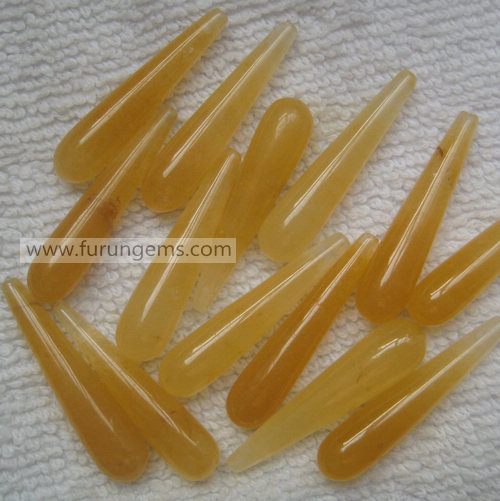 yellow jade drop 30x6mm